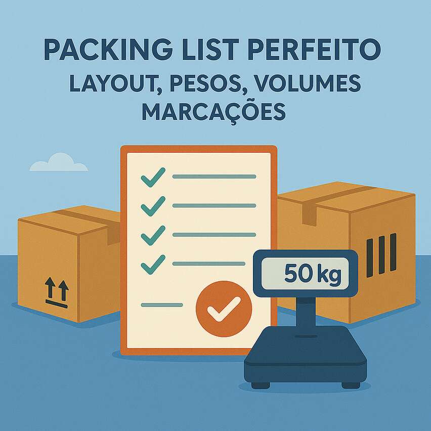 Packing list perfeito: layout, pesos, volumes e marcações