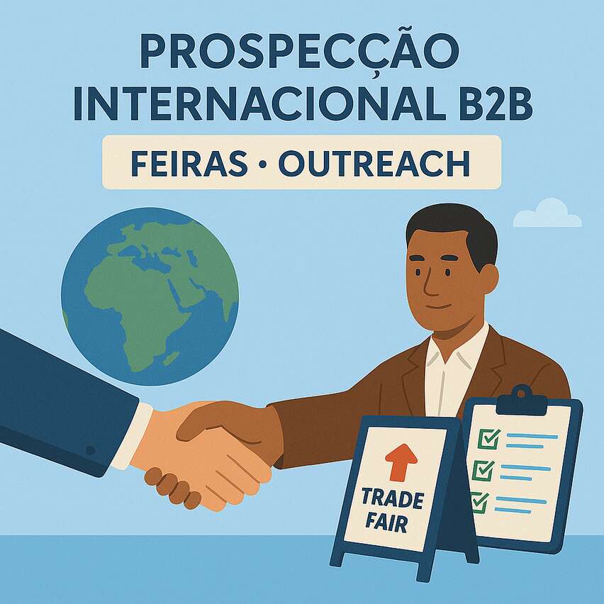 Prospecção internacional B2B: feiras, diretórios e outreach